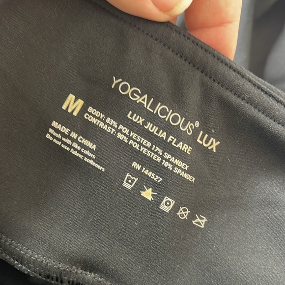 Yogalicious Lux Julia High Rise Flare Leggings Black Medium - Picture 10 of 13